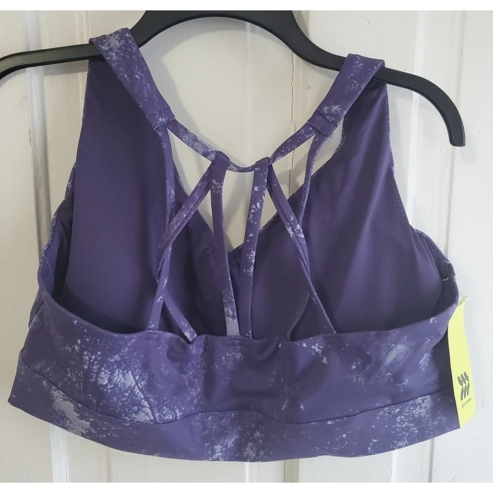 All in Motion Purple Tie Dye Print Longline Bra